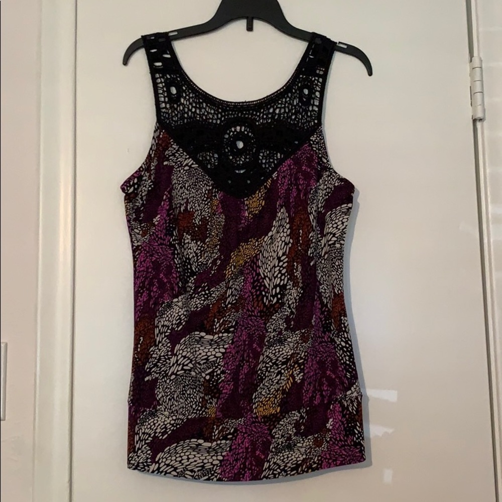 Speechless Lacy Tank with Colorful Print